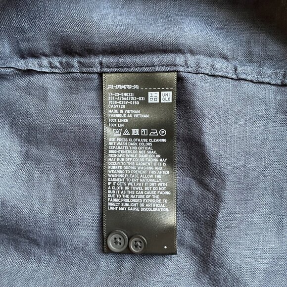 NWT Uniqlo Navy Linen Shirt - Picture 9 of 9